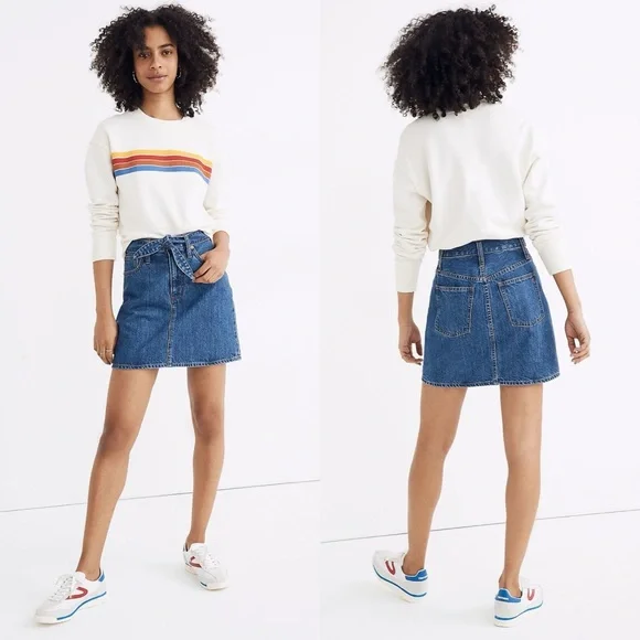 Madewell Rigid Denim Straight Mini Skirt in Haydel Wash: Tie-Waist Edition - Picture 8 of 8